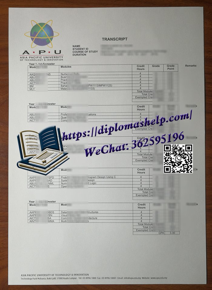 亚太科技大学成绩单