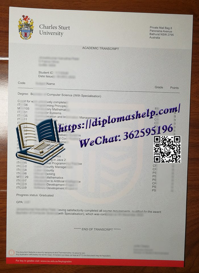 查尔斯特大学成绩单