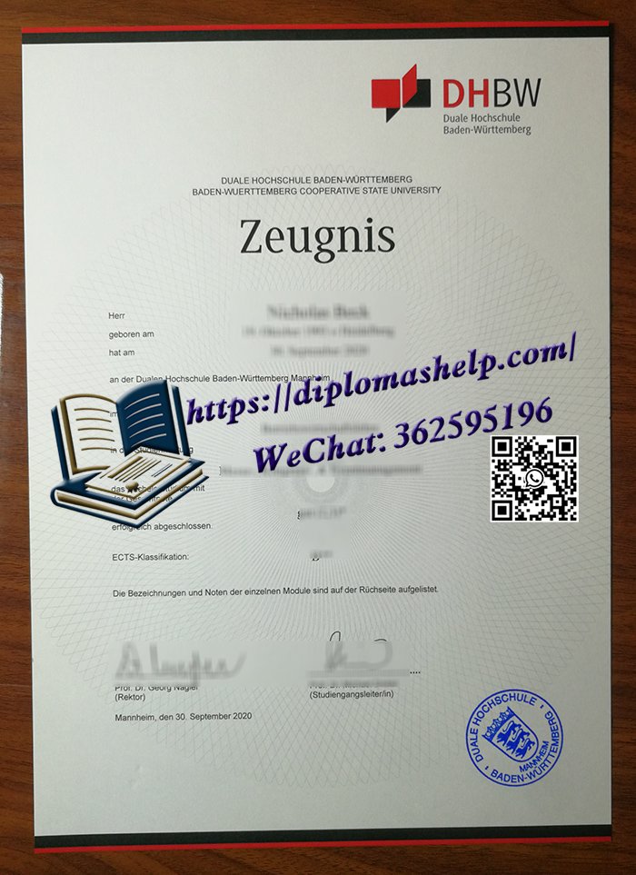 巴登符腾堡州立合作大学成绩单