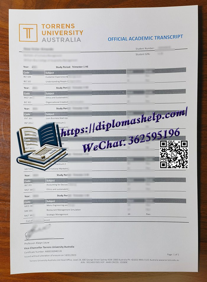 澳大利亚托伦斯大学成绩单