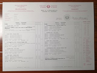 ‌渥太华大学‌官方成绩单