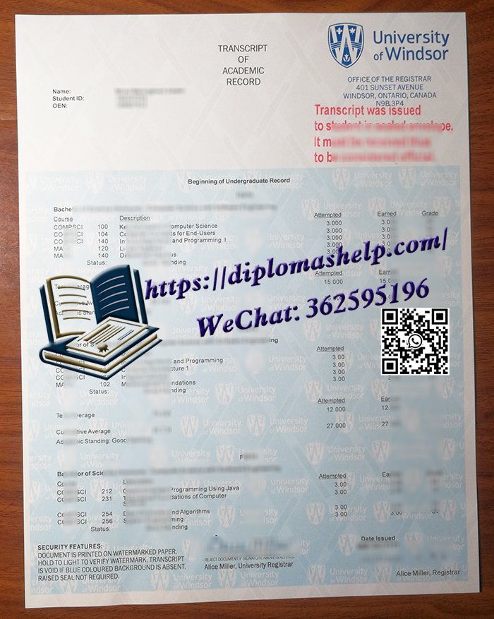 温莎大学成绩单