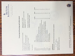 阿斯顿大学官方成绩单