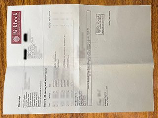英国伦敦大学伯贝克学院成绩单