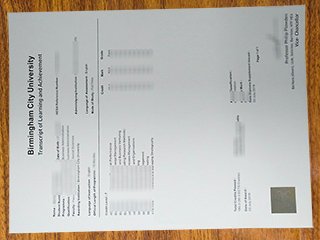 Birmingham City University transcript