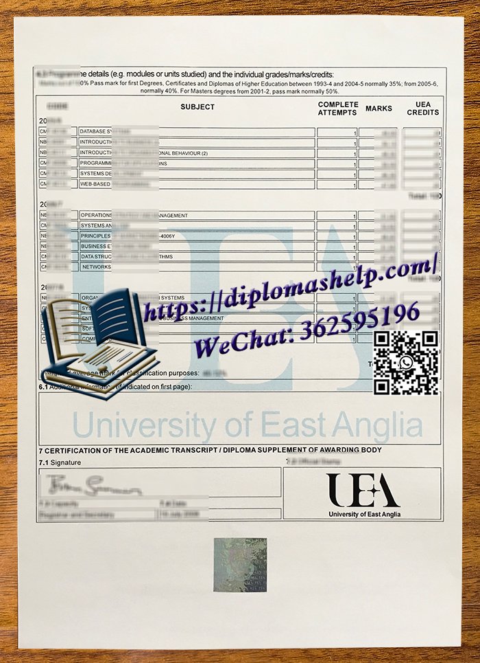 东安格利亚大学成绩单