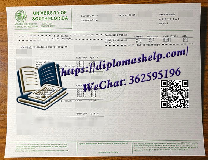 南佛罗里达大学成绩单