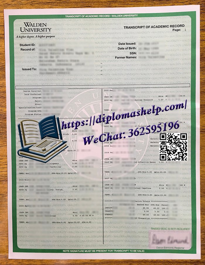 瓦尔登大学成绩单